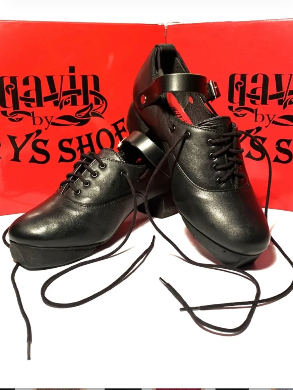 Gavin By Fay's Irish Dance Hard Shoe with black strap - Jig, Heavy shoe, UK 5.5